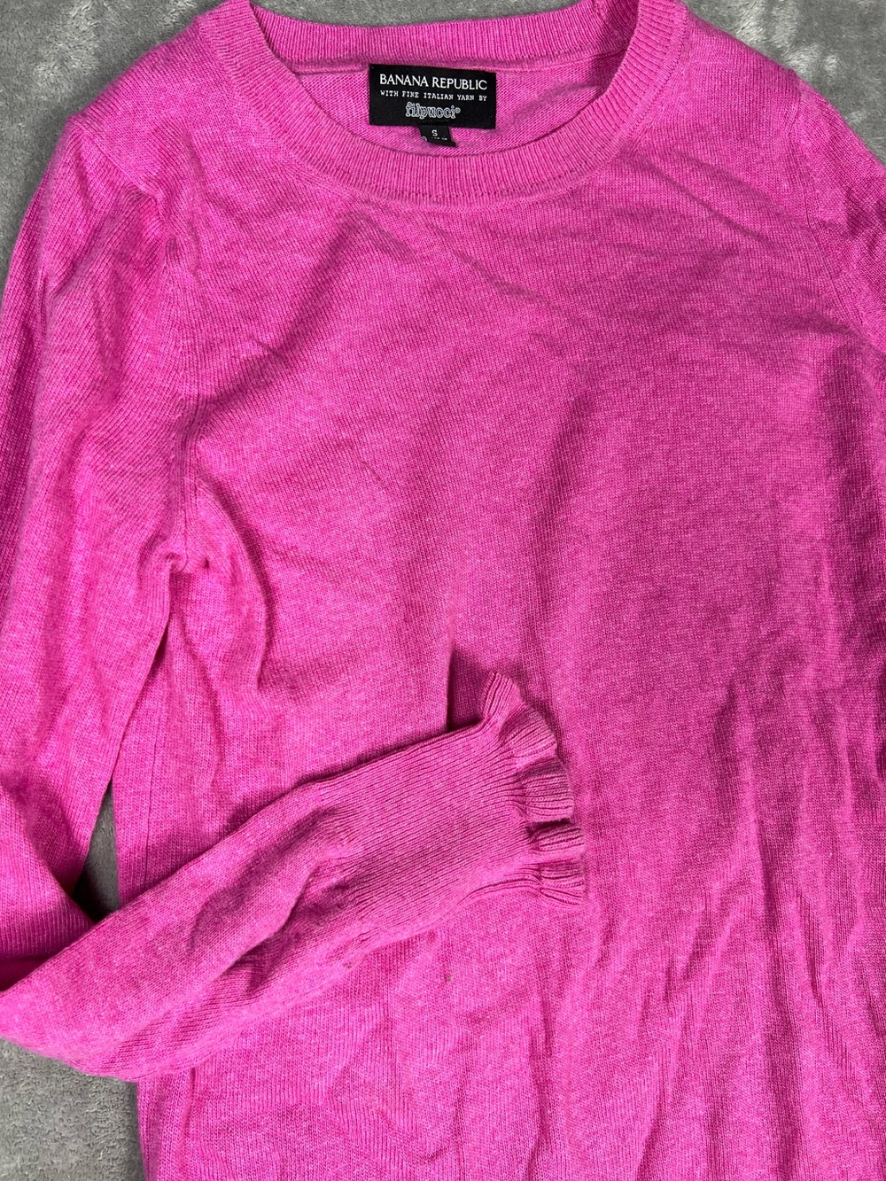 Banana Republic Filpucci Pink Merino Wool Cashmere Feminine Ruffle Sweater Small